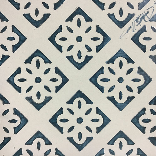 Sicilian Blue Hand-Painted Ceramic Tile 20x20