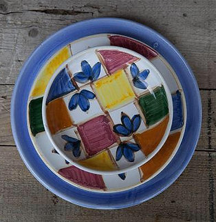 Mondrian ceramic plates set by A.Piscitello